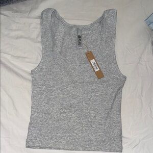 SKIMS Heather Gray cotton Ribbed Tank Top